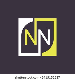 NN Logo Design Template Vector With Square Background.