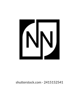 NN Logo Design Template Vector With Square Background.