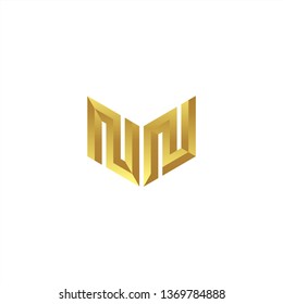 NN Logo letter initial 3d designs templete with gold colors