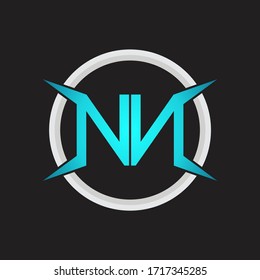 NN Logo monogram with circle and four taper shape design template