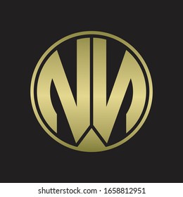 NN Logo monogram circle with piece ribbon style on gold colors