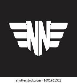 NN Logo monogram with emblem and wings element design template