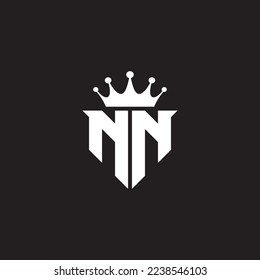 NN logo monogram symbol shield with crown shape design vector