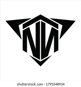 Monograma con logotipo NN con flecha de alas alrededor de la plantilla de diseño sobre fondo blanco