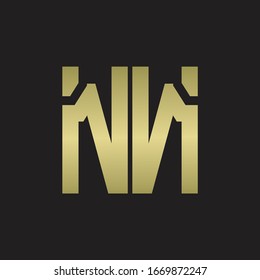 NN Logo with squere shape design template with gold colors