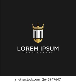NN Luxusbrief Monogramm für Krone und Schild Logo Design