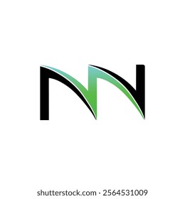 NN and m and w Text word design black and gradient vector