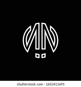 NN monogram logo circle ribbon style outline design template