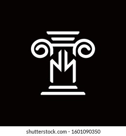 NN monogram logo with pillar style design template