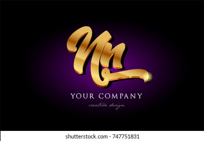 nn n n alphabet combination letter logo in gold golden 3d metal beautiful typography suitable for banner brochure design