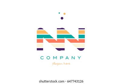 nn n alphabet letter logo colors colorful line stripe font creative text dots company vector icon design template