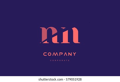nn n alphabet small letter blue pink creative design vector company logo icon template 