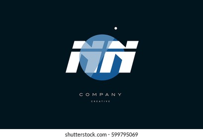nn n n blue circle dot big font alphabet company letter logo white design vector icon template 