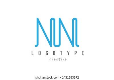 NN N N blue joined line alphabet letter logo combination suitable as icon design for a company or business