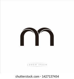 nn n m Initial Letter Split Lowercase Modern Monogram linked outline rounded logo