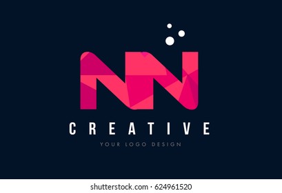 NN N Purple Letter Logo Design with Low Poly Pink Triangles Concept