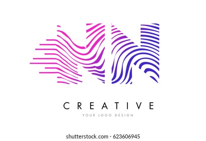 NN N Zebra Letter Logo Design with Black and White Stripes Vector