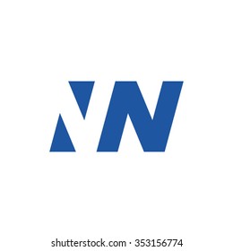 NN negative space letter logo blue