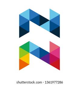 nn typography color prism vector logo