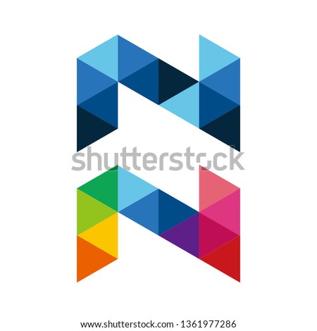 nn typography color prism vector logo Foto stock © 