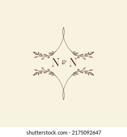 Cartas con logotipo inicial de boda NN en un diseño profesional de alta calidad que se imprimirán en cualquier medio impreso