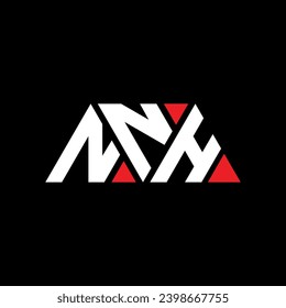 NNH triangle letter logo design with triangle shape. NNH triangle logo design monogram. NNH triangle vector logo template with red color. NNH triangular logo Simple, Elegant, and Luxurious design.