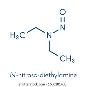  N-Nitroso-diethylamine or NDEA carcinogenic molecule. Skeletal formula.