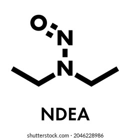  N-Nitroso-diethylamine or NDEA carcinogenic molecule. Skeletal formula.