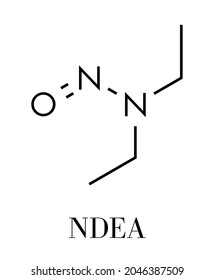  N-Nitroso-diethylamine or NDEA carcinogenic molecule. Skeletal formula.