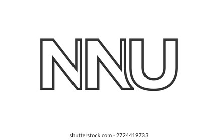 NNU logo design template with strong and modern bold text. Initial based vector logotype featuring simple and minimal typography. Trendy company identity ideal for businesses brand presence.