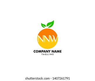 NNW letter orange fruit logo design vector illustration