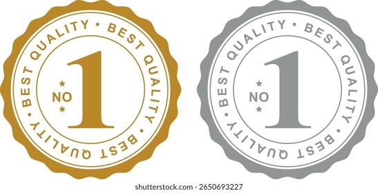 Nº 1 insígnias de melhor qualidade em ouro e prata com design de selo redondo para a rotulagem de produtos confiáveis