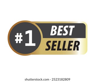 Marca de sinal de rótulo de melhor vendedor nº 1 para vetor de promoção. Carimbo, crachá, promoção, melhor, qualidade, ícone, selo, negócios. Pode usar para infográfico, banner, cartaz, web design. Isolado no fundo branco. 