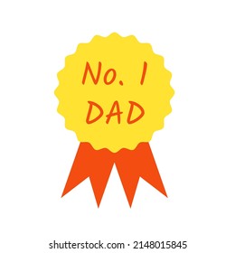 No 1 dad award ribbon icon. Clipart image isolated on white background