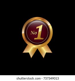 No 1 Gold - red Seal vector Icon - Number 1