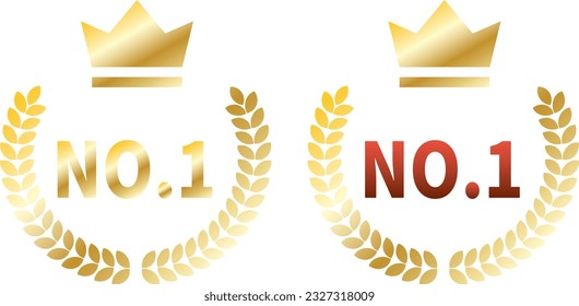No. 1 illustration icon collection with a laurel wreath