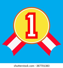 No. 1 on medal coin with ribbon