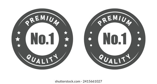 No 1 premium quality logo stamp set with star in grey and white color. No.1 quality logo grey icon vector design for brand label or banner