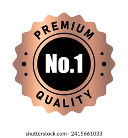 No 1 premium quality logo stamp with three circle in copper gradient color rounded zig zag style. No.1 quality logo copper color icon vector design for brand label or banner