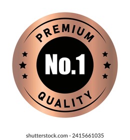 No 1 premium quality logo stamp with star in copper and white color. No.1 quality logo copper color icon vector design for brand label or banner