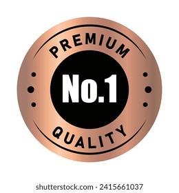 No 1 premium quality logo stamp in copper gradient color. No.1 quality logo copper color icon vector design for brand label or banner