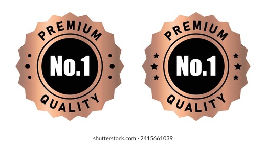 No 1 premium quality logo stamp with star and circle in copper gradient color pointed zig zag style. No.1 quality logo copper color icon vector design for brand label or banner