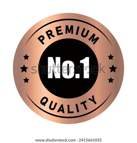 No 1 premium quality logo stamp with star in copper and white color. No.1 quality logo copper color icon vector design for brand label or banner