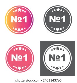 No 1 sticker, label, vector in gradient color.