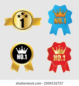 No 1 text badge vector design. No 1 text crest design