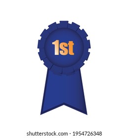 No 1 winners award ribbon. Victory sign badge #1. Vector illustration for applications and websites.