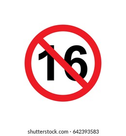 No 16 years icon illustration isolated vector sign symbol