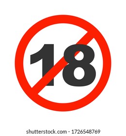No 18 years old familiar. Adult content icon. Red prohibition sign. Stop symbol Vector illustration isolated on white background.