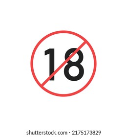 No 18 Years Old Icon.  Stop Symbol. High Quality In Colour Vector Illustration.  