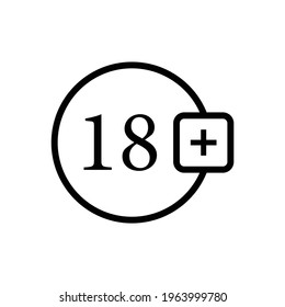 No 18 years old ,Under eighteen symbol vector sign isolated on white background.